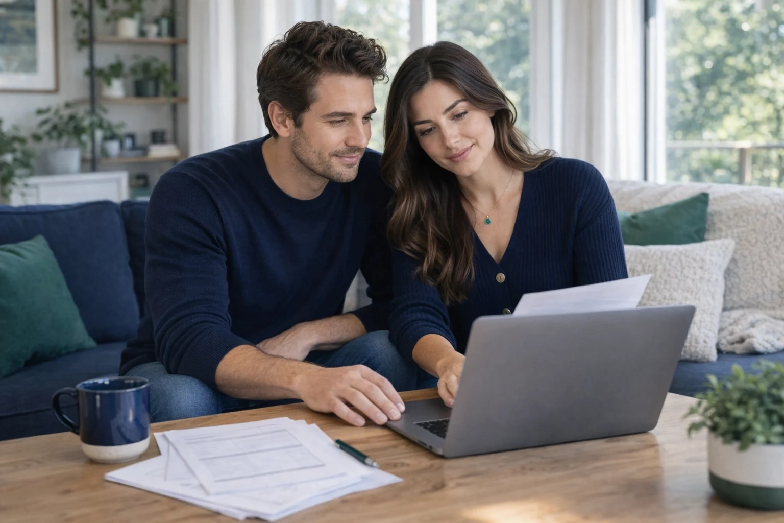 Couple reviewing their finances for the article: How to report rent payments to credit bureaus for mortgage approval
