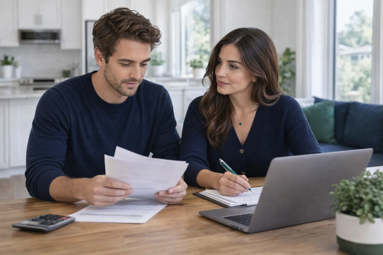 Couple reviewing their finances for the article: Will shopping lenders hurt my mortgage? A conservative timeline, scripts, and checklist